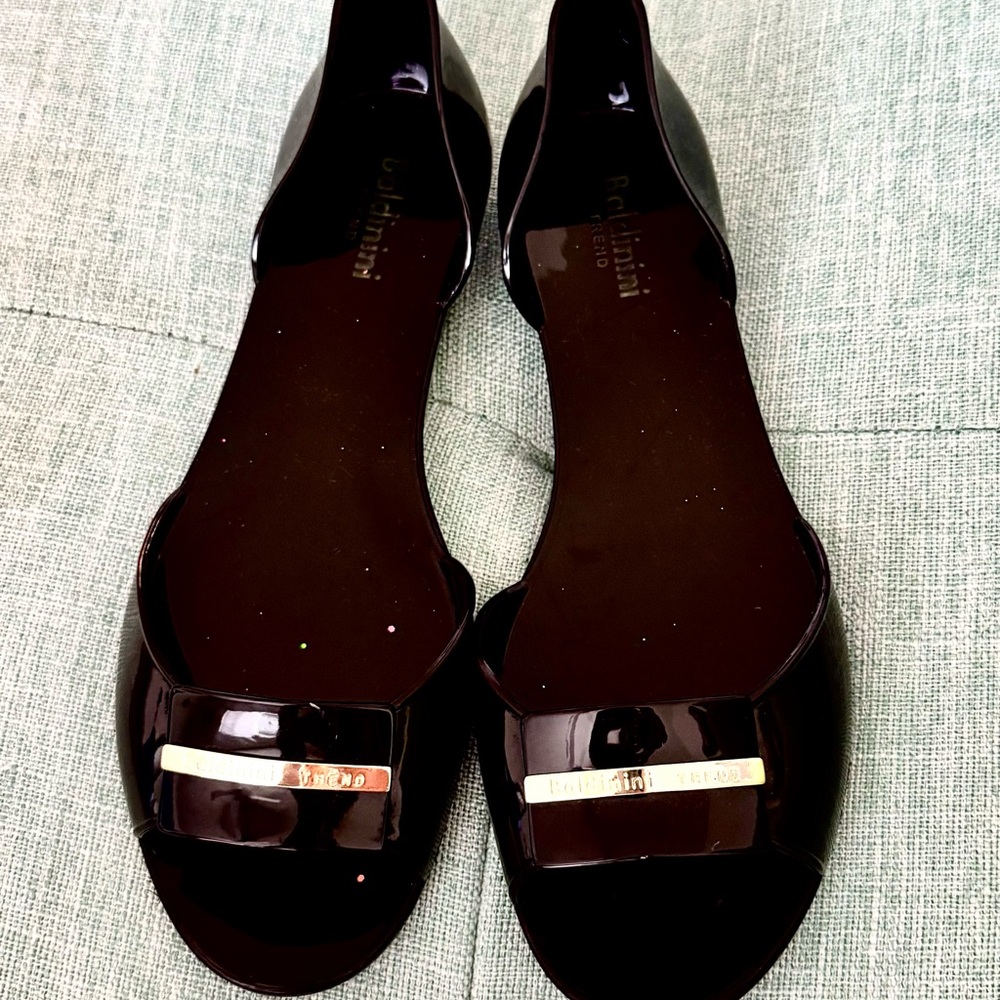 Baldinini Trend Black Patent Slide Sandals